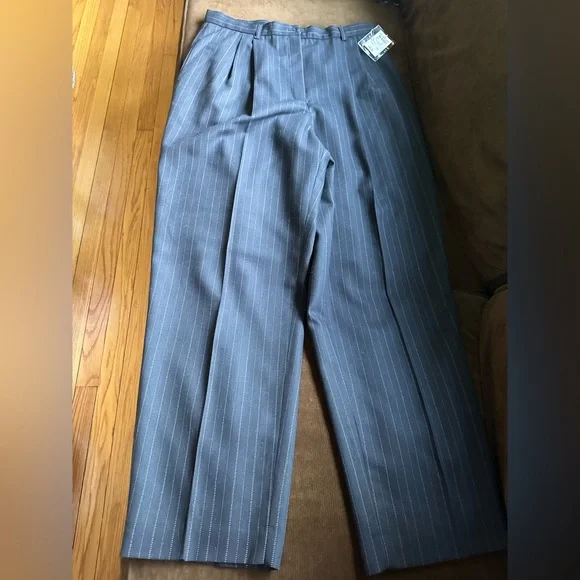 Charter Club | Pants & Jumpsuits | Charter Club Vintage Navy Blue White  Strips Dress Pants 0 New Pure Wo | Poshmark